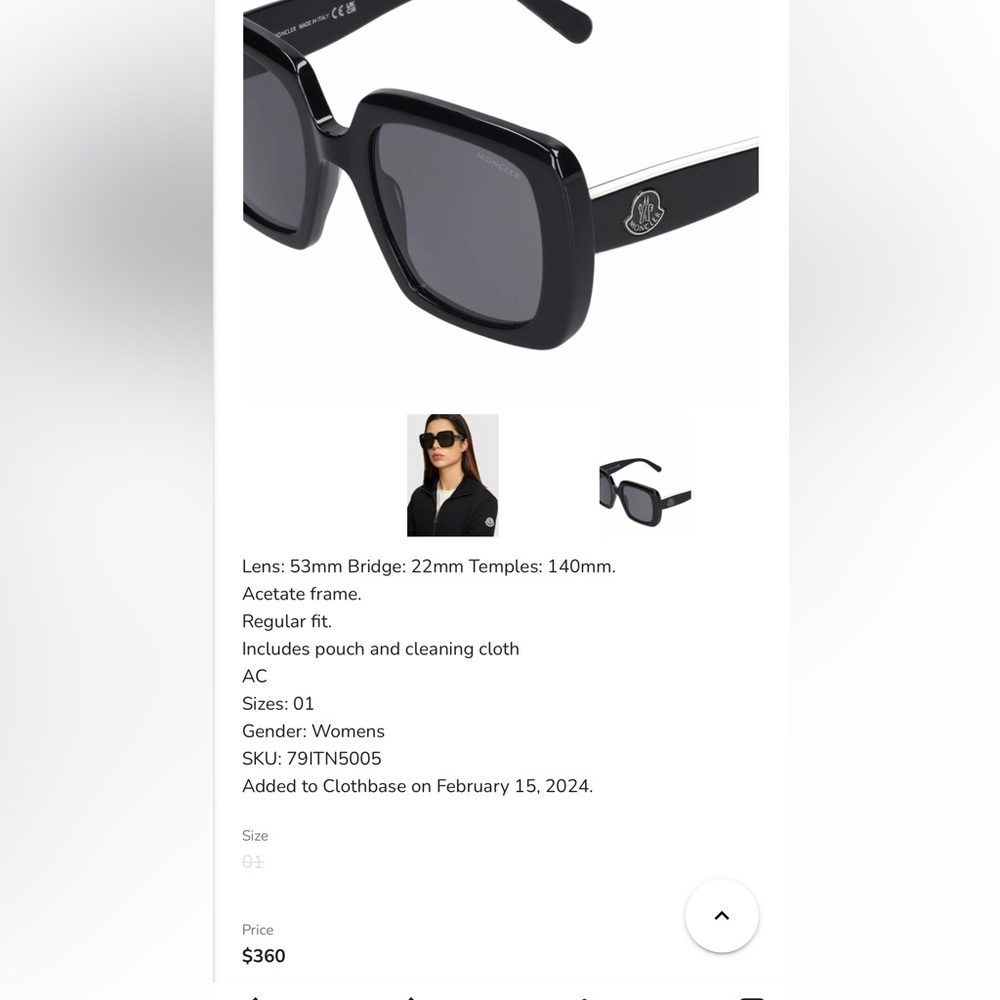 Women's Moncler Black Sunglasses